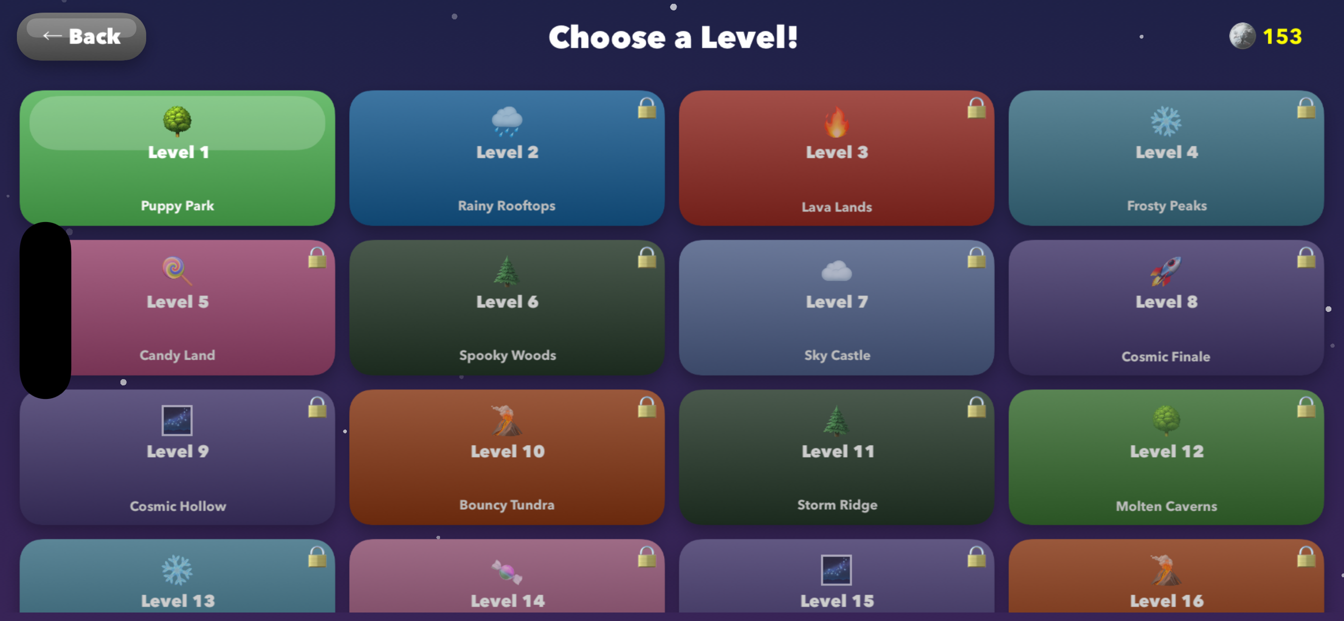 Level select with 60 levels