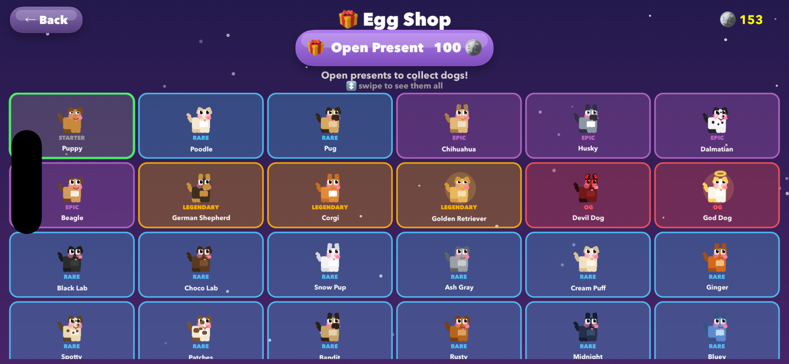 Egg Shop full of collectible dogs